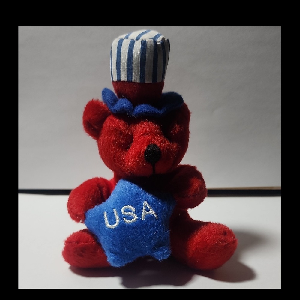 Oriental Trading Company Red White Blue Bear Plush Fourth of July 1989 35/89